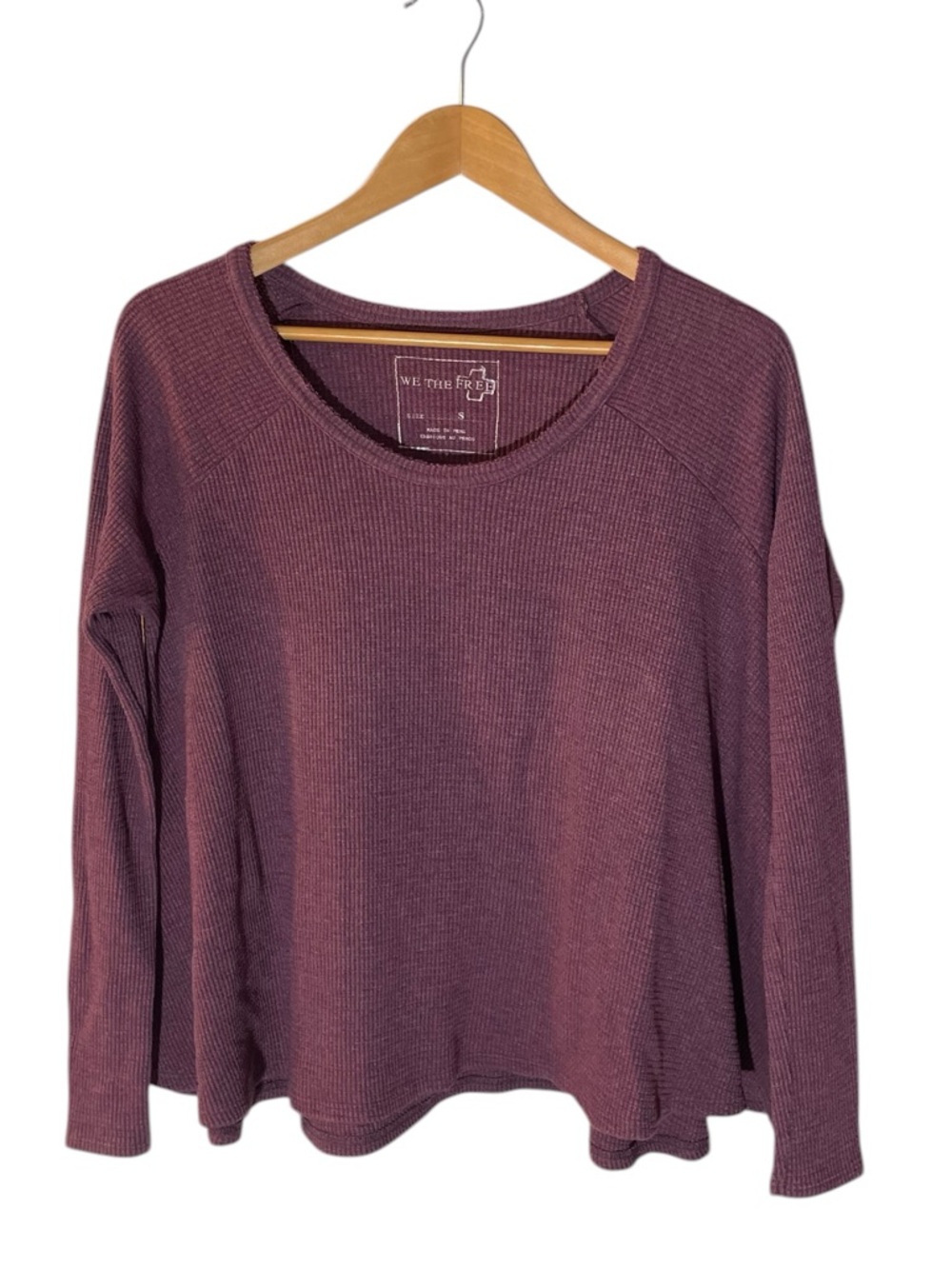 C1- We The Free Dusty Mauve Waffle-Knit Long Sleeve Top Small Sm
